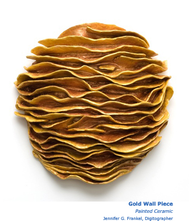 Gold Wall Piece Painted Ceramic Sculpture